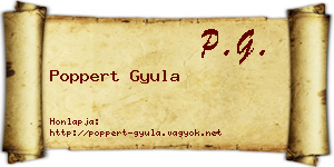 Poppert Gyula névjegykártya